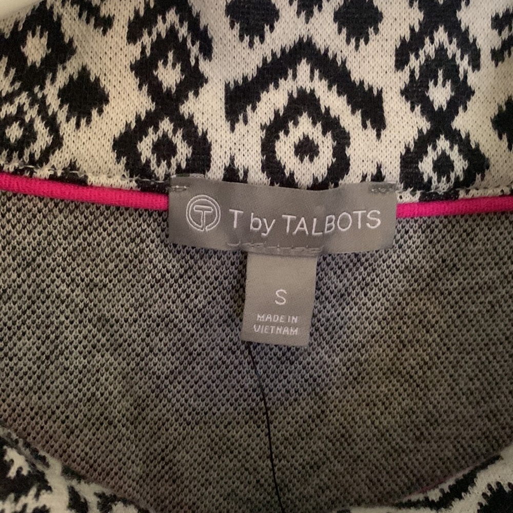 Talbots Off-White And Black Patterned Quarter Zip… - image 8